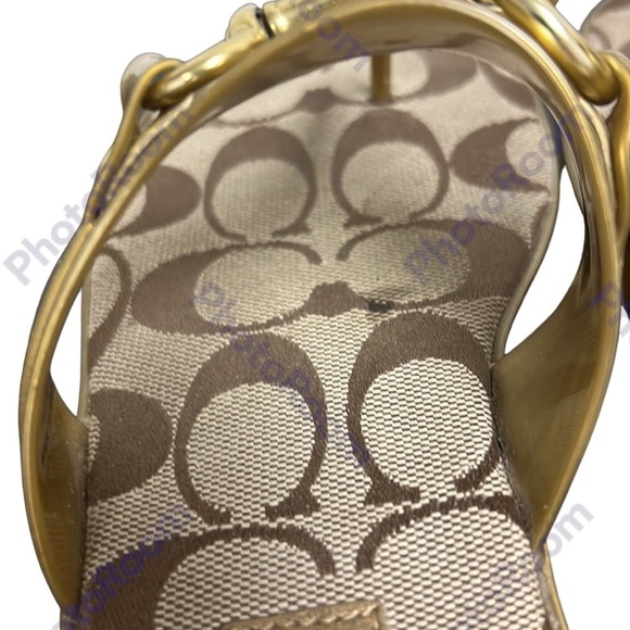 COACH | Rikki Metallic Sandal in Bronze Jelly Signature‎ Gold Lobster Clasp 6 - Picture 7 of 14